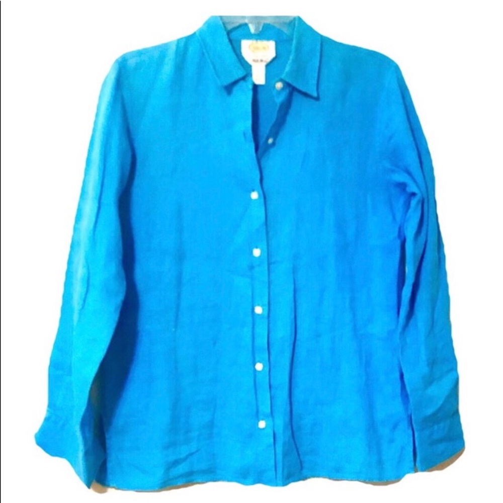 Talbots Irish linen button down long sleeve shirt